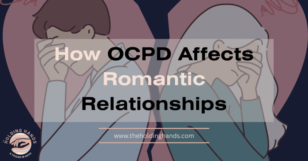 Illustration showing couple embracing representing OCPD impact on romantic relationships