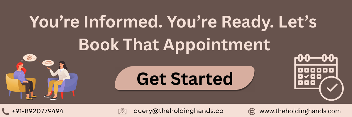 therapy booking call-to-action with counseling session illustration and Get Started button