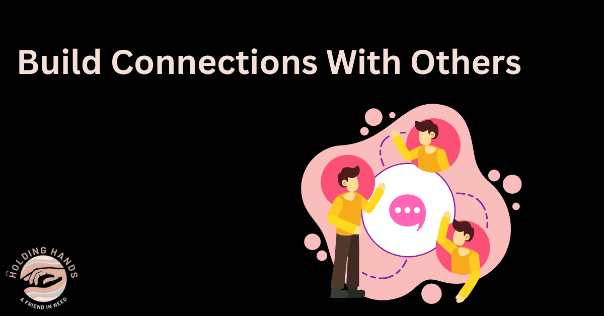 Build connections with others for stress management - illustration of diverse groups of people connecting.