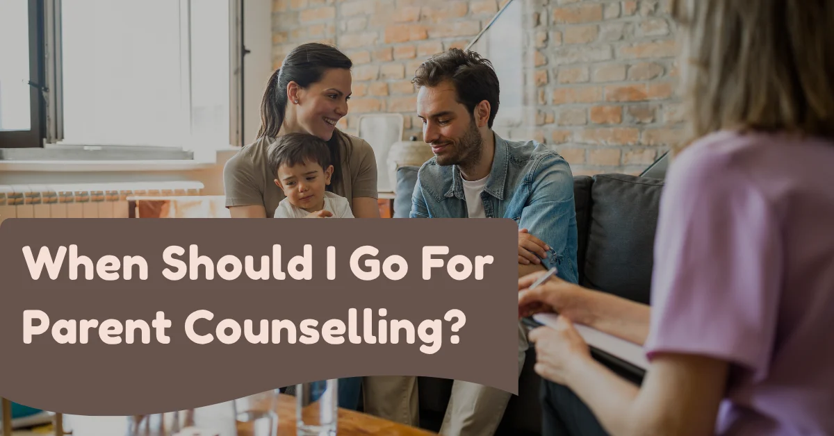 Real-life photo of parents in a counselling session with their child, discussing parenting challenges and emotional connection.