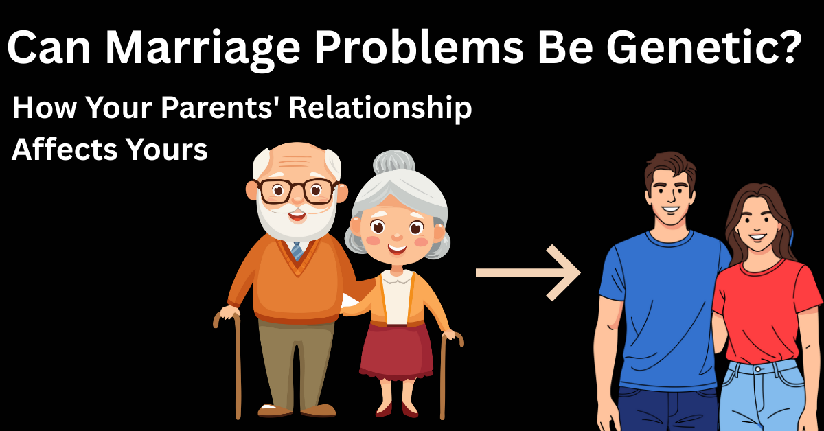 Illustration showing parents and a couple, representing how parental relationships influence marriage patterns