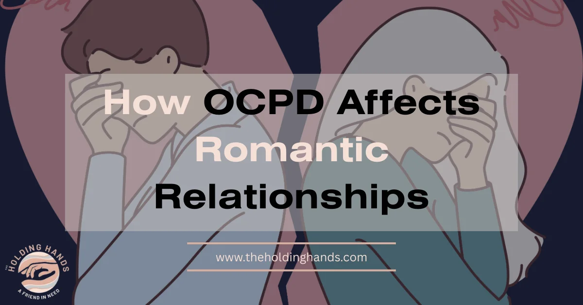 Illustration showing couple embracing representing OCPD impact on romantic relationships