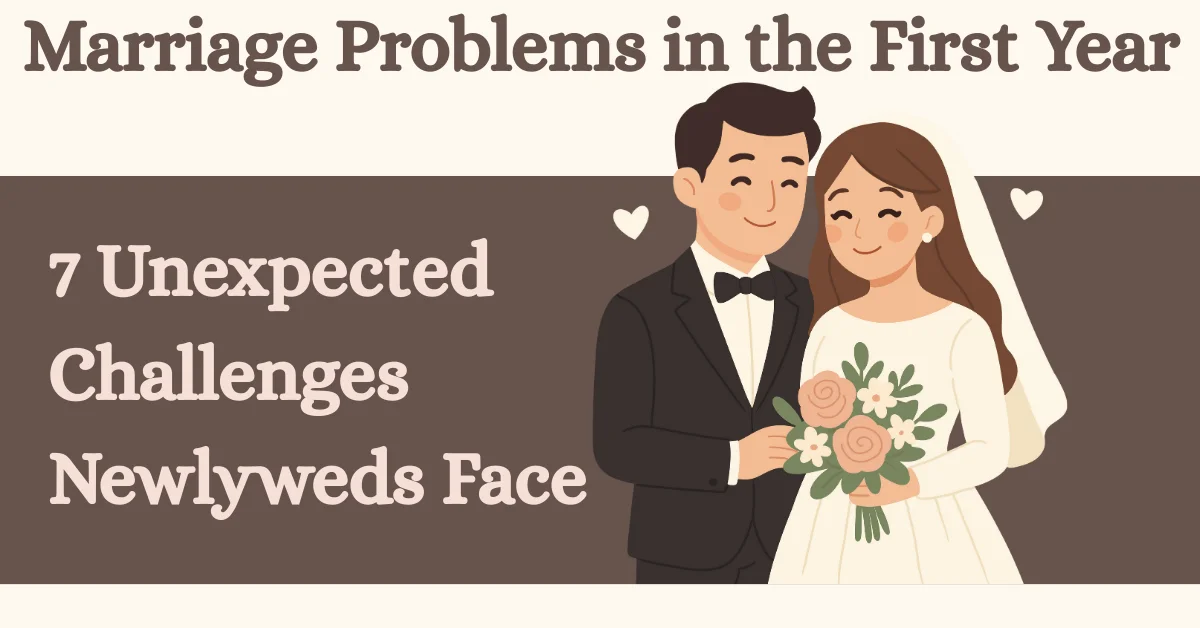 Illustration representing newlywed couples facing marriage problems in the first year