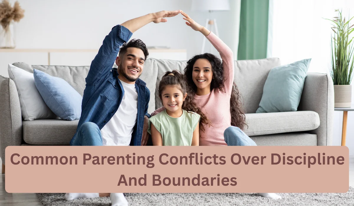 Parents discussing child discipline and setting healthy boundaries at home