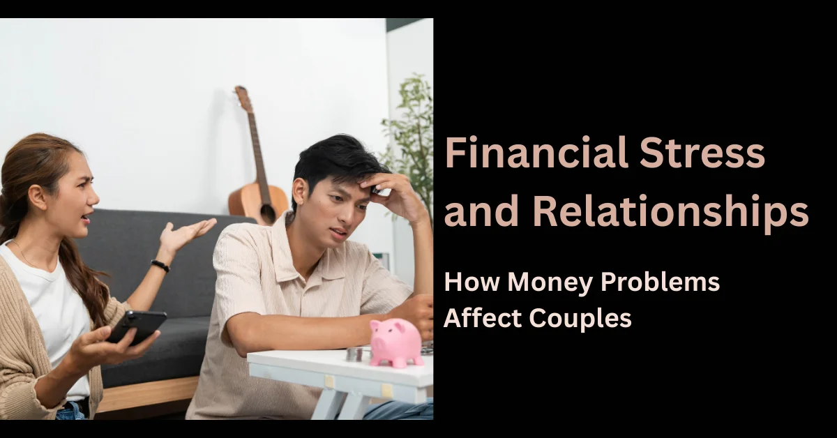 Illustration representing financial stress affecting communication between married couple
