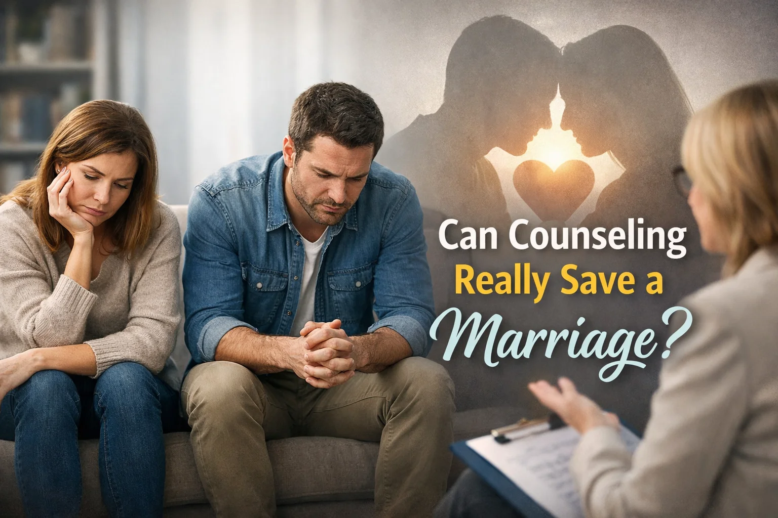 couple attending marriage counseling session with therapist discussing relationship problems