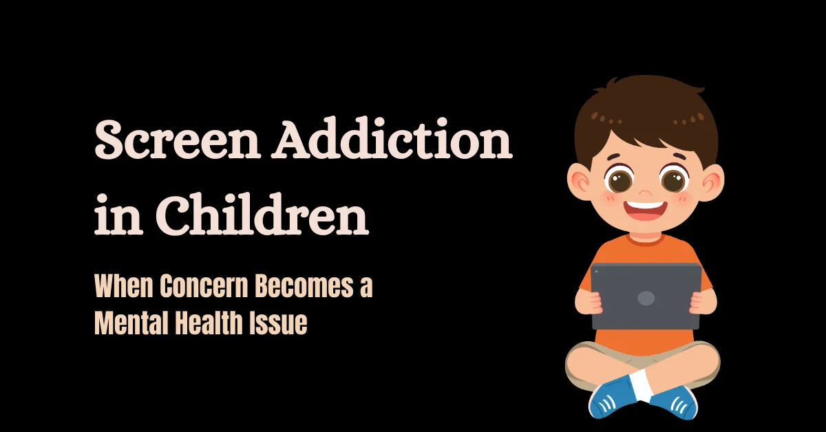 child using tablet showing screen addiction and mental health impact in children